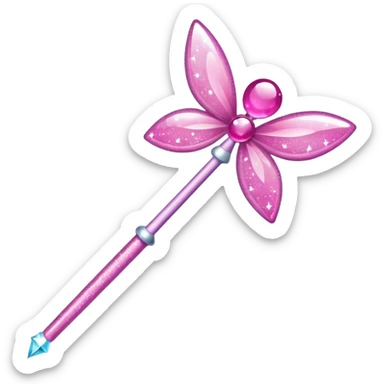 Fairy wand  pink with glitter  sticker