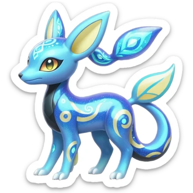 Bioluminescent Nigthly Glittery Shiny Starry Meloetta-Dewott-Salandit-Umbreon-Pokémon-Fakémon-fusion-hybrid-creature sticker