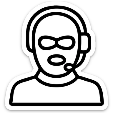 guy in a black ski mask and headset, minimal style sticker