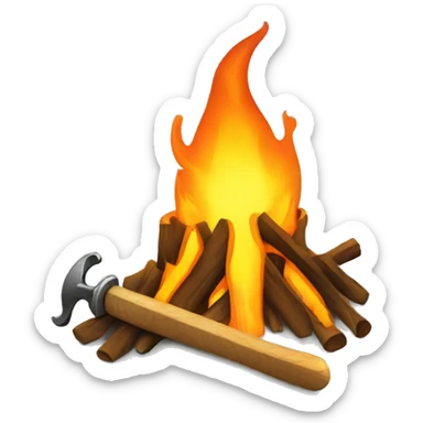  bonfire with a sword coming out of the flames sticker