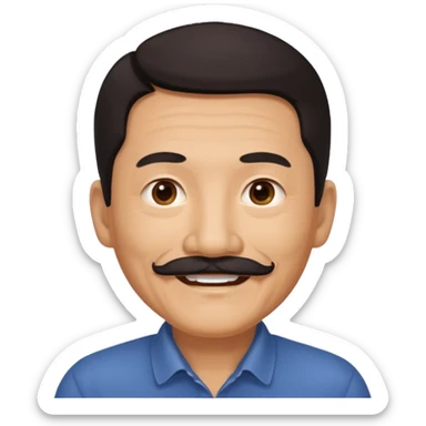Older Chinese man with dark hair and full mustache sticker