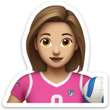 White Girl with Brown hair doing volleyball with pink clothes sticker