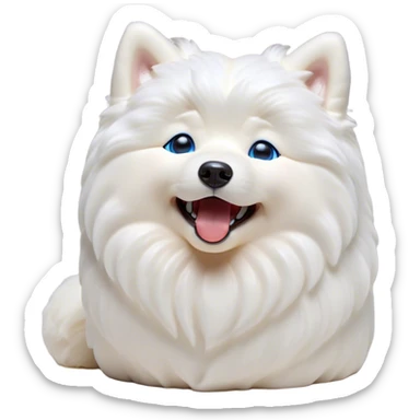 Cinematic Cute Yawning Samoyed Portrait Emoji, Head tilted slightly with a dramatic, wide-open yawn, showcasing a soft, fluffy white Fur with a gentle shimmer, floppy ears slightly drooping, round blue eyes barely open in drowsy contentment, Simplified yet irresistibly adorable features, highly detailed, glowing with a soft, cozy glow, high shine, relaxed yet expressive, stylized with a touch of whimsy, bright and endearing, soft glowing outline, capturing the essence of a sleepy yet affectionate companion, so drowsy it feels like it could stretch right out of the screen and curl up for a nap! sticker