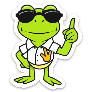 Kermit holding up a middle finger while wearing sunglasses sticker