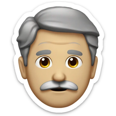 A middle aged man with a frown on his face, scrunched eyebrows, brown hair, and moustache. He looks just like the scientist J.J Thomson  sticker