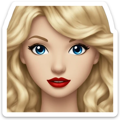 Taylor Swift blue eyes blond long hair red lipstick  sticker