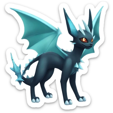 Black Edgy Ethereal Noivern-Vaporeon-Litten full body sticker