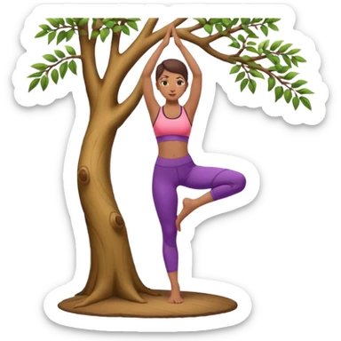 A woman standing in a tree pose (Vrksasana), wearing a sport bra and leggings in color C52975 sticker