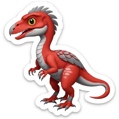 hyper realistic red velociraptor with gray feathers sticker