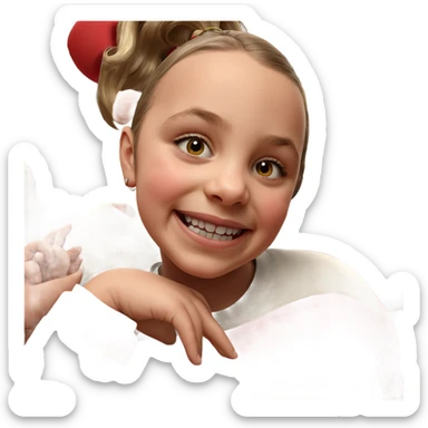 girls smiling by christmas tree sticker