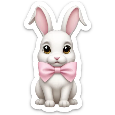 bunny with soft pink bow on ear sticker