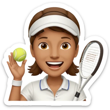 Profesor de tenis con pelo marrón riendose sticker