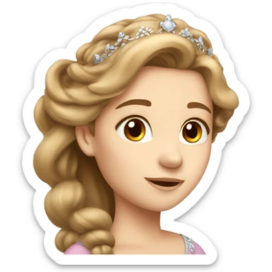 Beautiful princess, long hair, light brown hair, tiara sticker