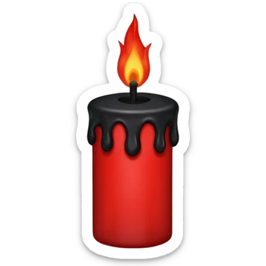 iOS sticker, dark candle, black wax, red flame, minimal sticker