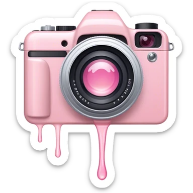 Light pink liquid dripping over a camera sticker