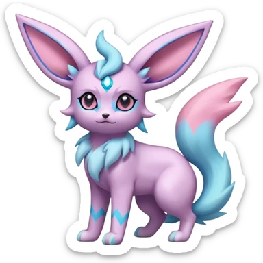 Fluffy celestial Glaceon-Espeon-Sylveon-Umbreon-hybrid, full body sticker