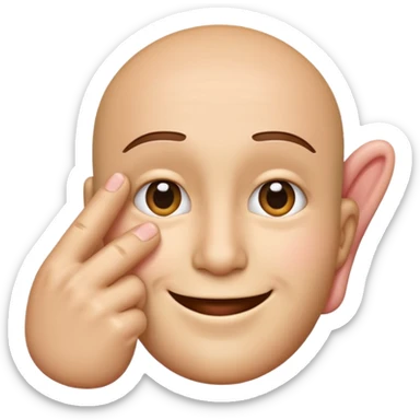 Emoji smirking hand behind ear sticker