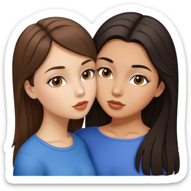 brown haired and brown eyed Ukrainian girl and black haired and white skinned girl are kissing  sticker