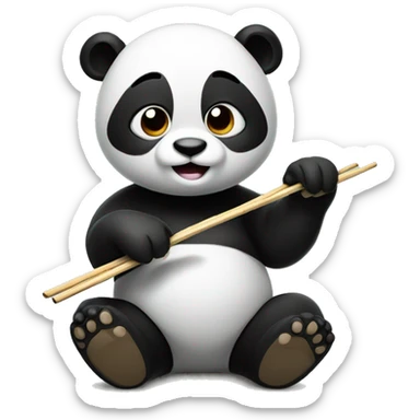 panda holding chop sticks  sticker