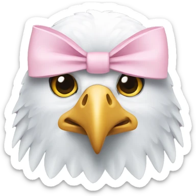 Bald eagle wearing light pink bow sticker