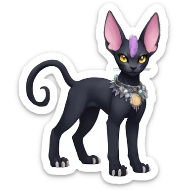 cool punk kawaii anime edgy distinguished pretty elegant beautiful fantasy black ethereal nargacuga-Noivern-sphynx-Quiana-Fakemon collar harness jewels full body sticker