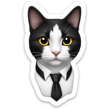 Tuxedo cat in tie, lot of black fur sticker