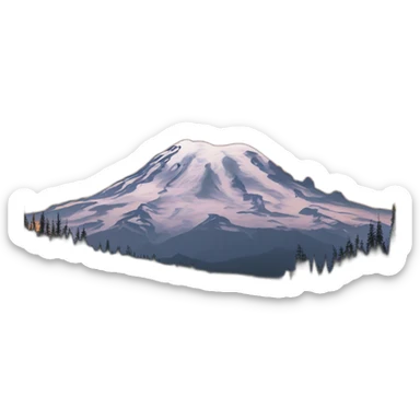 Mount rainier at sunset, orange sky with wispy clouds  sticker