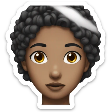 Black haird brow skin woman anime sticker