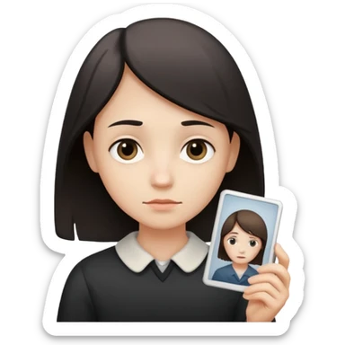 When you want to see someone but can’t. A sad facial expression + an old-looking photo held in hand + a calm silhouette in the background (representing the people who are hard to reach). sticker