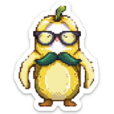 Banana with glasses and mustache, serious expression sticker