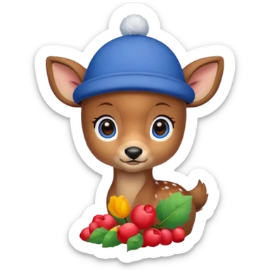 blue hats, baby deer sticker