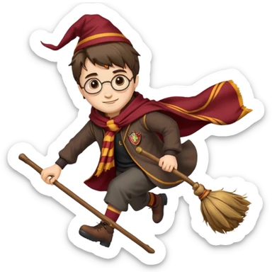 Harry potter riding a broomstick sticker