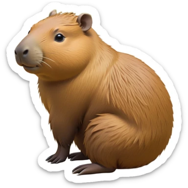 cinematic-capybara-realistic-full-body-on-all-fours-emoji,-plump-and-relaxed-body-soaking-in-the-warm-sun,-short-brown-fur-slightly-ruffled,-head-tilted-dramatically,-calm-expressive-eyes-exuding-serene-wisdom,-simplified-yet-realistic head tilted confidently staring at the camera ina. comical way sticker