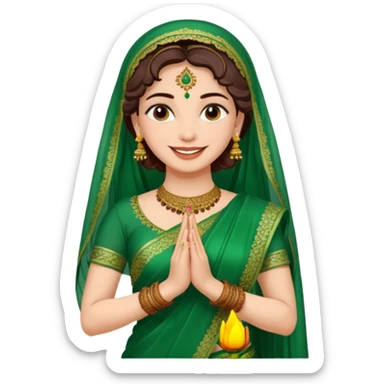 bride in mehendi Ceremony in green saree standing sticker