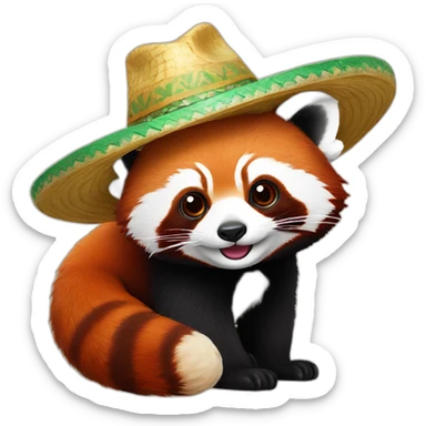 Red panda with sombrero sticker