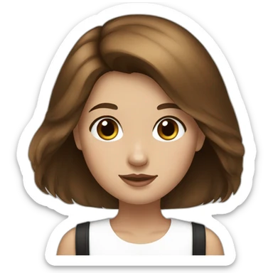 a girl with brown hair with a white and black pomerania  sticker