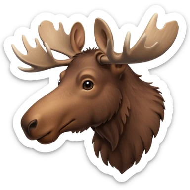 A high-resolution digital illustration of a young moose in a clean, semi-realistic style. The young moose is shown facing sideways head tilted  sticker