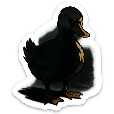 ghibli style duck with dramatic shadows and ominous vibe sticker
