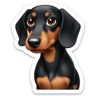 Miniature black and tan dachshund with white chest and black spots on chest sticker