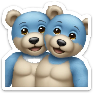Two blue teddy bears sticker