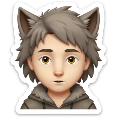 Quiero que me hagas un lobo y mitad niño sticker