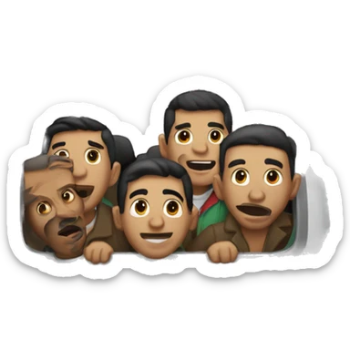 Group of Mexican men coming out of a van sticker