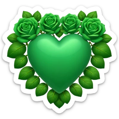Green Heart with green roses  sticker