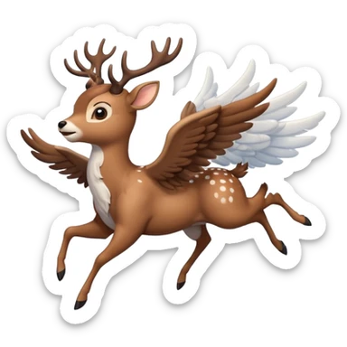 Make a 10 point deer with wings and its flying on a cloud and it is going crazy sticker