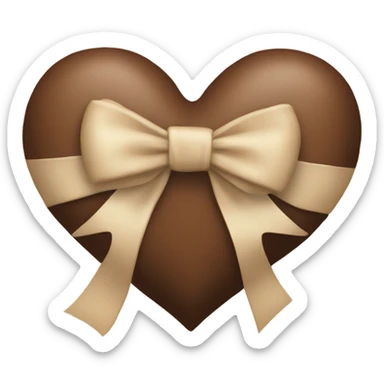brown heart with beige bow sticker