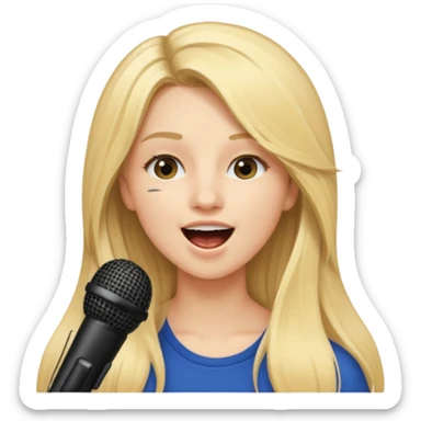 Singer Young woman – long blonde hair, around 20s,  singing into mic sticker