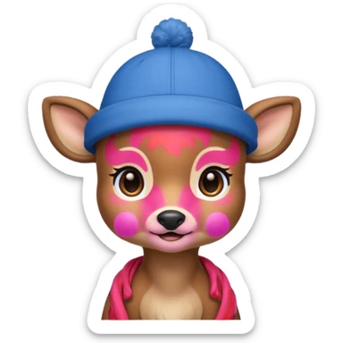 blue hats, baby deer sticker