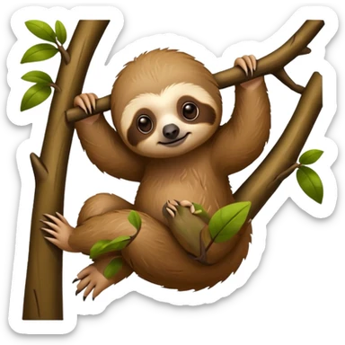baby sloth on the tree sticker