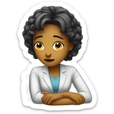 sad you are working at a desk women sticker