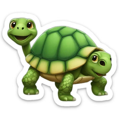 tortue sur un chien sticker